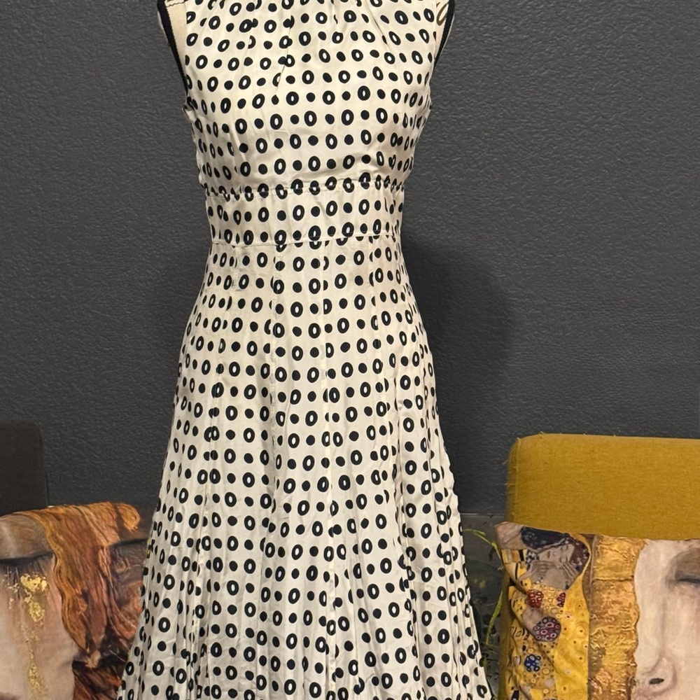 ✨ Strenesse Gabriele Strehle 100% Silk Geometric Midi Dress – Size 2 (US) - Picture 12 of 13